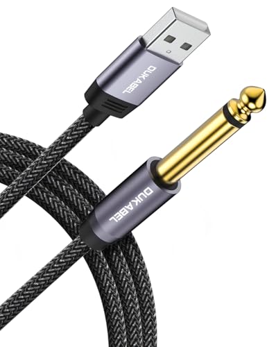 USB Guitar Cable for Instruments Recording - 8Feet/2.4Meter | 24bit/48kHz Input, 1/4inch TS Guitar Recording, for Guitar Bass Piano Recording, Work for PC Mac etc (NOT FOR ROCKSMITH) - style: USB to 1/4 inch
