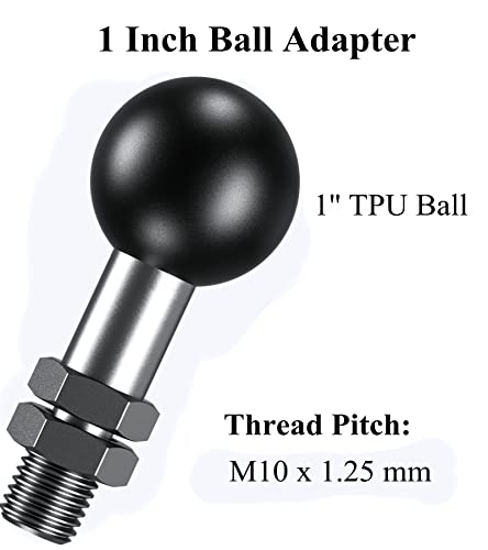 BRCOVAN 2 Pack, 1'' Ball Adapter with M10 x 1.25 x 15 Threaded Post
