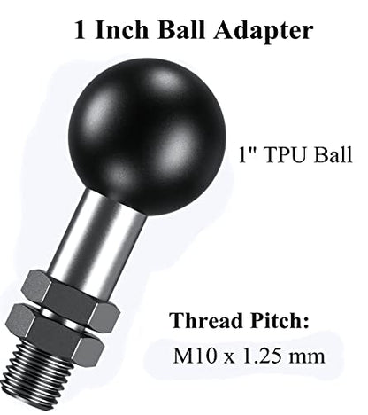 BRCOVAN 2 Pack, 1'' Ball Adapter with M10 x 1.25 x 15 Threaded Post