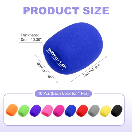 MECCANIXITY 10pcs Microphone Foam Covers, 40mm (1.57") ID 10mm (0.39") Thickness Microphone Windscreen Foam Cover for Most Handheld Microphones, Multicolor - color: Multicolor