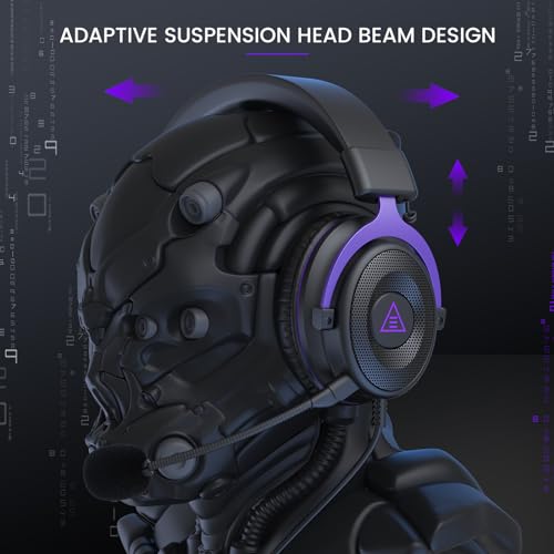 EKSA E900 Gaming Headset with Mic for Xbox PC PS4 PS5 | Detachable Noise Canceling Mic, 3D Surround Sound, Wired Headphone for Gaming, Computer, Laptop, 3.5MM Jack - color: Purple