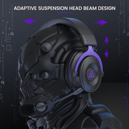EKSA E900 Gaming Headset with Mic for Xbox PC PS4 PS5 | Detachable Noise Canceling Mic, 3D Surround Sound, Wired Headphone for Gaming, Computer, Laptop, 3.5MM Jack - color: Purple
