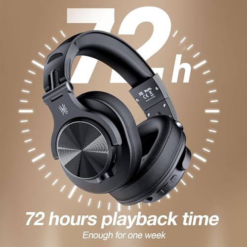 OneOdio A70 Bluetooth Over-Ear Headphones, Hi-Res Wired DJ Studio - Black | Wireless over-ear headphones with 72H playtime, 3.5mm/6.35mm wired jacks for studio monitoring, mixing, guitar, amp and PC - color: Black