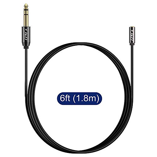 J&D 6.35mm (1/4 inch) to 3.5mm (1/8 inch) Headphone Jack Adapter 6 Feet, Gold Plated 3.5mm Female TRS to 6.35mm Male TRS Stereo Audio Cable for Guitar Amp, Amplifiers, Headphones Extension Cable - size: 6 Feet