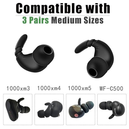 Silicone Anti-Slip Ear Hooks for Sony WF-1000XM5, Replacement Earbuds Tips | Soft Secure Fit, Noise Isolating Replacement Ear Accessories for Sony WF-1000XM5/XM4/XM3 Earbuds