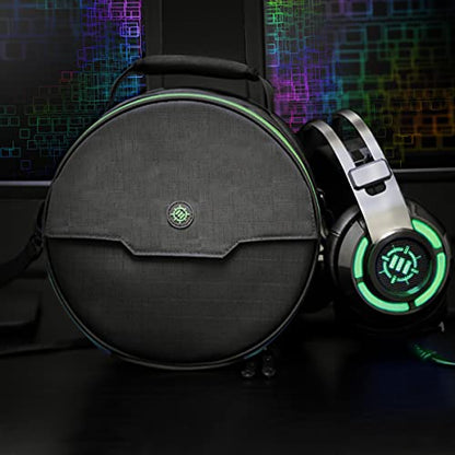 ENHANCE Portable Headphone Case for Wired & Wireless Headsets - Universal Headset Case Compatible with Xbox, Beats, Bose & Gaming Headphones - Accessory Storage, Strap & Carrying Handle - Green