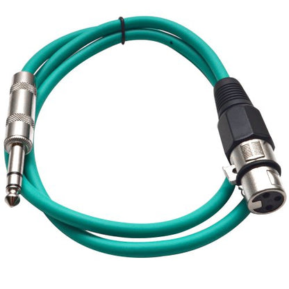 Seismic Audio - SATRXL-F3 - Green 3' XLR Female to 1/4" TRS Patch Cable - color: Green, size: 3 Foot