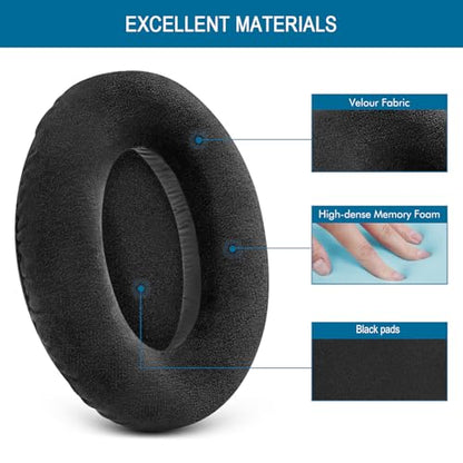 GEVO Earpads for Sennheiser HD650/HD600/HD660S/HD545/HD525/HD535 Headphones, Velour Ear Pads Cushions Replacement for Massdrop X HD6XX/HD58X and HD580/HD565 Jubilee Headset (Velour Black) - color: Velour Black