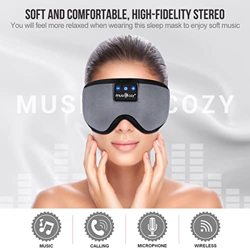 MUSICOZY Bluetooth 5.4 Sleep Mask Headphones Cooling Eye Mask with HD Sound - color: Space Gray