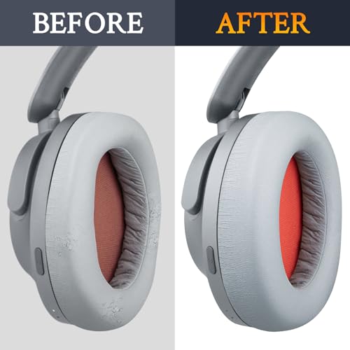 SOULWIT Professional Earpads Cushions Replacement for 1MORE SonoFlow/SonoFlow SE/SonoFlow Pro Headphones, Ear Pads with Soft Protein Leather, Noise Isolation Foam - Grey - color: Grey