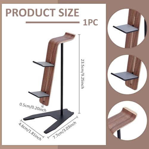 UNICRAFTALE Headphone Stand for Desk Wood & Aluminum Gaming Headset Stand Wooden Black Headphones Holder Headsets Holders with Solid Heavy Base for Gaming Equipment Headset Holder 9"x1.8"x3"