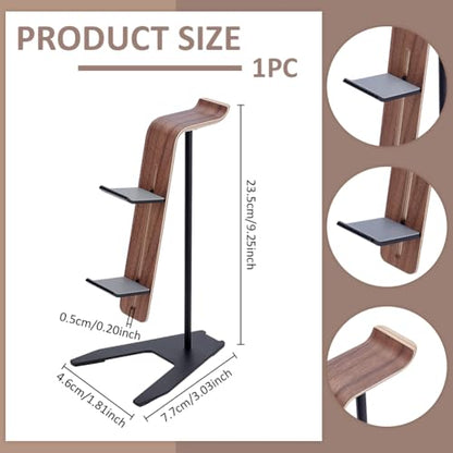 UNICRAFTALE Headphone Stand for Desk Wood & Aluminum Gaming Headset Stand Wooden Black Headphones Holder Headsets Holders with Solid Heavy Base for Gaming Equipment Headset Holder 9"x1.8"x3"
