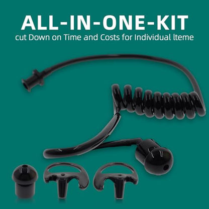 AUTOKYA Pair Black Accoustic Ear Tube Black Medium Earmold for Police Radio Earpiece