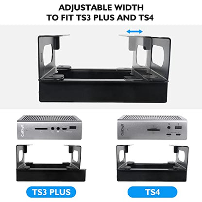 Under Desk Holder for Thunderbolt 4 Dock/Thunderbolt 3 Dock and Power Cable, Under Desk Iron Storage Rack for TS4 / TS3 Plus, No Drill, Easy Install with All Hardware Included - color: Black