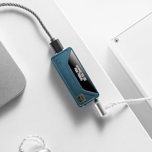 SHANLING UA4 Portable USB DAC/AMP Headphone Amplifier,Support MQA 16X,768kHz DSD512,High Driving Power for Android/iOS/Mac/Windows,dongle Volume Control,3.5/4.4mm up to 237mW@32Ω Output (Blue) - color: Blue