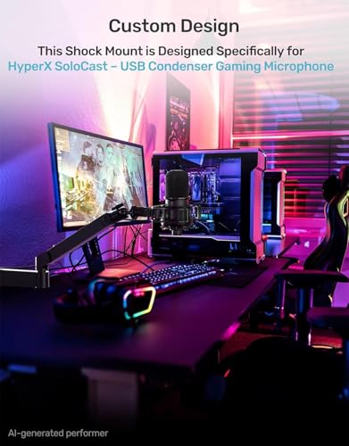 Custom Built for SoloCast Shock Mount with Screw Adapter, Anti-Vibration | Upgrade Elastic Suspension & Holder Clip, for HyperX SoloCast, Mic Stand, Podcast, Streaming, Improves Sound & Recording. - size: HyperX SoloCast Shock Mount
