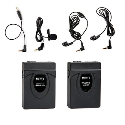 Movo 2.4GHz Wireless Lavalier Microphone System for Canon EOS 90D, 80D, 77D, 70D, 60D, 7D, 6D, 5D, 1D, R10, R6, R7, R5, R3 Digital Rebel SL3, SL2, SL1, T8i, T7i, T6i, DSLR Cameras