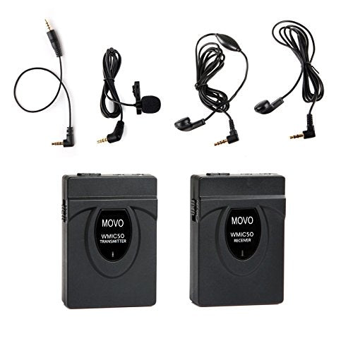 Movo 2.4GHz Wireless Lavalier Microphone System for D7500, D7200, D7100, D5600, D5500, D5300, D5200, D3500, D3400, D3300, D3200, D850, D810, D780, D750, D610, D500, D90, D6, D5, D4, DSLR Cameras