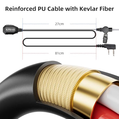 2-Pack Acoustic Tube Earpiece Compatible with Baofeng UV-5R UV-32 | K-type 2-pin headset with mic and PTT; compatible with UV-82, BF-888S, BF-F8HP, H-777 and select Kenwood radios; bonus tube