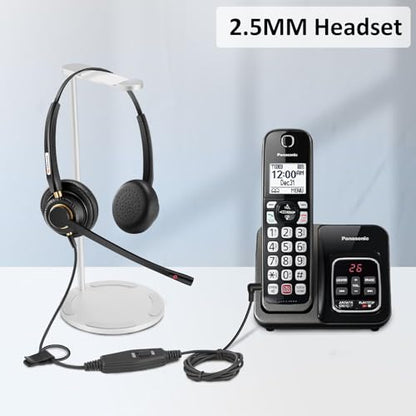 Phone Headset 2.5mm with Noise Canceling Microphone & Mute Switch, Comfort Fit Telephone Headset for Panasonic VTech AT&T Uniden RCA Cisco Gigaset Grandstream Cordless Landline Office Phones