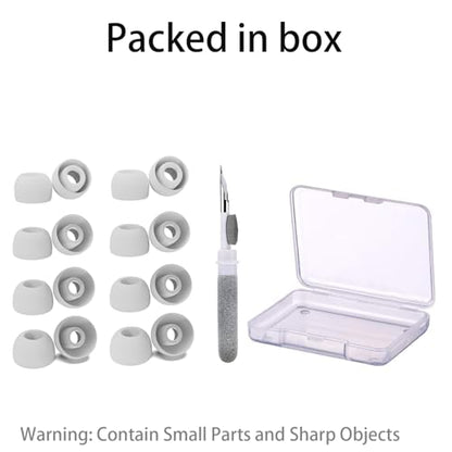 8 Pairs Replacement Silicone Ear Buds Tips Compatible with Razer, HUIFU, ISOtunes, SteelSeries, chalvh, 1more, HearSound, DefenderShield, Fits in Case, with 3-in-1 Cleaner Kit, XS/S/M/L - color: White