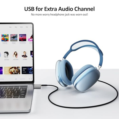 USB Sound Card, 7.1 Channel External Microphone Audio Jack Adapter Clear Sound for PC, Laptop, Mac, PS4, Headphone (Plug and Play No Drivers Needed)