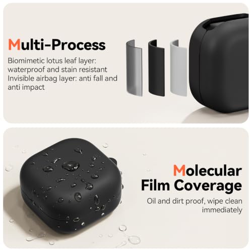 Inesore for Galaxy Buds 4 Pro & Galaxy Buds 4 Case (Black) | Skin Friendly Silicone Material, with A Multifunctional Cleaning Pen Tool and Keychain, Scratch Resistant, Slip Resistant - color: Black