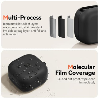 Inesore for Galaxy Buds 4 Pro & Galaxy Buds 4 Case (Black) | Skin Friendly Silicone Material, with A Multifunctional Cleaning Pen Tool and Keychain, Scratch Resistant, Slip Resistant - color: Black