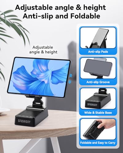 Birthday Gifts for Women Men, 4 in 1 Phone Stand with Dual Connect Bluetooth Speaker, Anti-Slip Desktop Holder, Stocking Stuffers White Elephant Gifts for Adults 2 Pack (Black) - size: L37-2