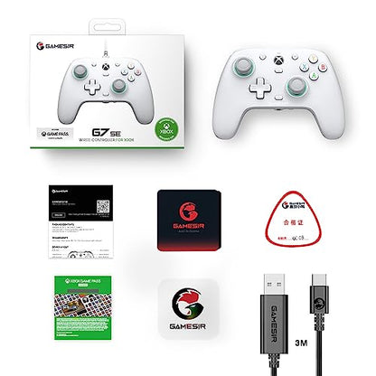 GameSir G7 SE Wired Controller for Xbox Series X|S, Xbox One & Windows 10/11, Plug and Play Gaming Gamepad with Hall Effect Joysticks/Hall Trigger, 3.5mm Audio Jack (White)