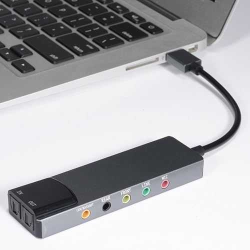 GOWENIC External Sound Card, USB Sound Card Adapter with CM6206LX Noise Reduction Chip for Win 98 ME 2000 7 8 Vista, 5.1 7.1 Channel Optical Input Output Digital Recording