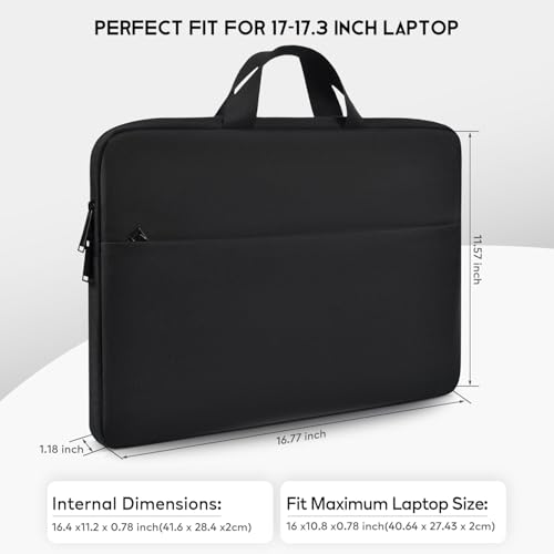 17 17.3 inch Laptop Sleeve Case for 2026 2025 HP 17 inch Touchscreen Computer, HP Envy/Pavilion, Shockproof-Padded Travel Carrying Laptop Bag with Accessory Pockets, Black - size: 17-17.3 Inch