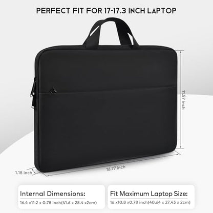 17 17.3 inch Laptop Sleeve Case for 2026 2025 HP 17 inch Touchscreen Computer, HP Envy/Pavilion, Shockproof-Padded Travel Carrying Laptop Bag with Accessory Pockets, Black - size: 17-17.3 Inch
