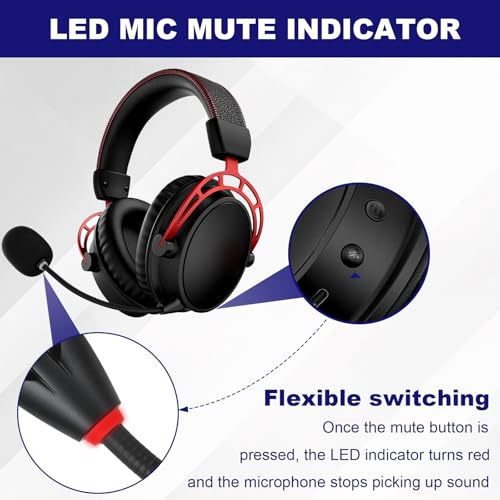 Replacement Mic Compatible with HyperX Cloud Alpha Wireless Gaming Headset – Detachable Noise-Canceling Boom Microphone with LED Mute Indicator Light