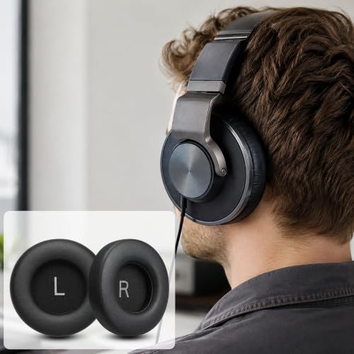 Replacement Ear Pads for AKG Audio K52 K72 K92 M220 K240 K241 K242 K271 K272 K340 K550 K551 K553 MKII MK2 Headphones, Protein Leather Earpads Cushions with Memory Foam, 1 Pair-Black - color: Black-Letter