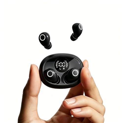 Smallest Invisible Earbuds Wireless Bluetooth, Low Profile Micro Tiny Discreet Hidden Earbuds for Work,Mini Small Headphones, Invisible Sleep Wireless Earphone for Small Earbuds - color: Black