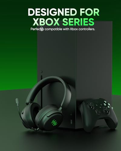 INGA Wireless Gaming Headset for Xbox Series X|S, Xbox One, PC, PS5/4, Mac, Nintendo Switch, Game/Chat Balance, 2.4GHz/Bluetooth 5.2, ENC Microphone & 7.1 Surround Sound (Green LED)