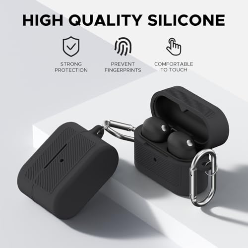 Soft Silicone Case for Sony WF-1000XM6 with Keychain&Cleaning Pen kit,Anti-Scratch Shockproof Protective Case Cover for Sony WF-1000XM6 Wireless Earbuds Charging Case (Black) - color: Black