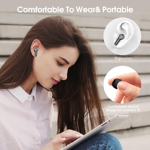 Wireless Earbuds, Bluetooth 5.4 Headphones HiFi Stereo, Bluetooth Earbuds | With ENC Noise Cancelling Mic, IP7 Waterproof in Ear Earphones,48H, LED Display Ear buds for Pad Phones Workout Sports, Black - color: A-Black