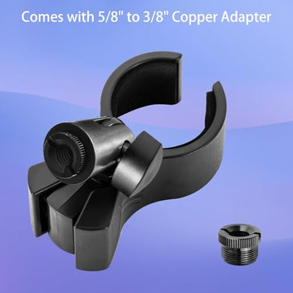 Microphone Holder, Large Mic Accessory Clip for Stands & Tripod | Sturdy ABS, Secure Grip, Foam Liner, Brass 5/8" to 3/8" Adapter, Fits 1.26"–2.3" Handheld Condenser & Dynamic Wireless Mics - size: 2Pcs
