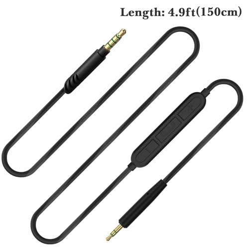 Linkidea Audio Cable with Mic for JBL Tune 770NC/670NC Headphones, 3.5mm TRRS to 2.5mm TRS Replacement Aux Cord with Inline Microphone and Volume Control (5 ft / 1.5m)
