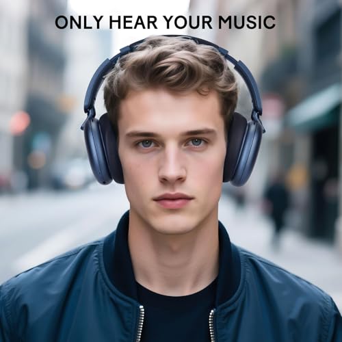 C6 Active Noise Cancelling Headphones, Wireless Over Ear Bluetooth Headphones, 60H Playtime, Lightweight Folding Deep Bass Comfort Fit Ear Cups Headset with Mic for iPad/Travel/PC/Home Blue - color: Blue