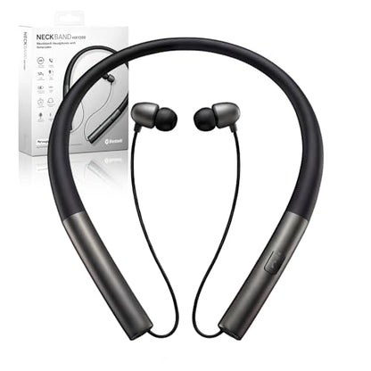 Neckband Bluetooth Headphones, Retractable Headphones Bluetooth 5.3 with IPX5 Sweatproof & Vibration Alert, Stereo Noise Cancelling for Music, Calls, Conference, Videos
