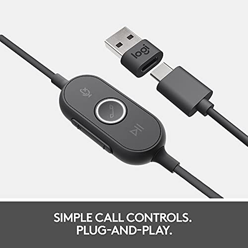 Logitech Zone 750 Wired On-Ear Headset Noise Canceling Microphone