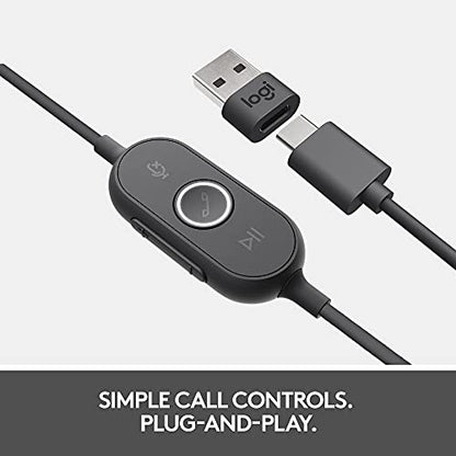 Logitech Zone 750 Wired On-Ear Headset Noise Canceling Microphone