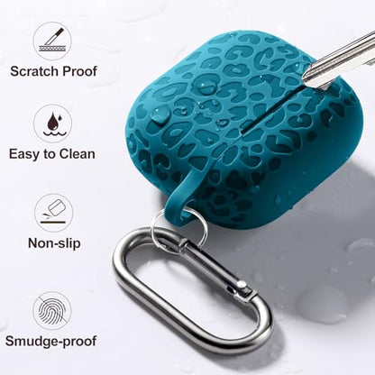 Compatible with AirPod Case 3rd Generation, Leopard Engraved Soft Silicone Skin Cover Full Protective Case,Compatible with Apple AirPod 3rd Generation Case,Front LED Visible - color: Blue, size: AirPods 3rd Case
