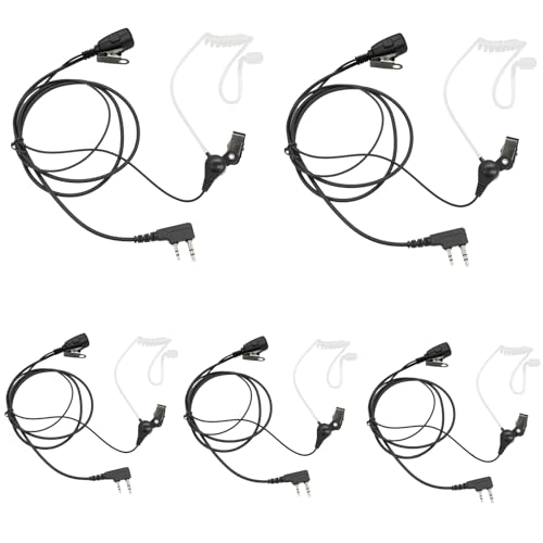 K1 Surveillance Headset with PTT Mic Security Acoustic Tube Earpiece for Baofeng UV-5R UV-82 UV-82HP BF-888S BF-F8HP AR-152 Arcshell Retevis RT21 RT22 RT27 RT68 RT7 H-777 Kenwood 2-Pin Radios