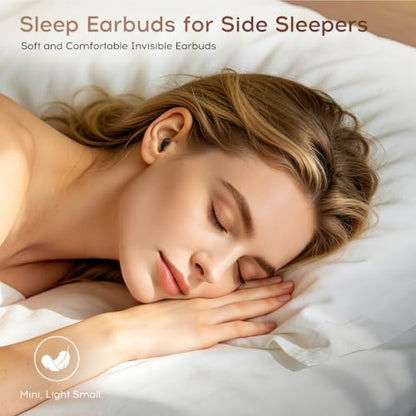Sleep Earbuds Bluetooth with Noise Blocking for Side Sleepers | Wireless Sleeping Headphones,with LED Display,Invisible Sleep Earbuds,Black - color: Black