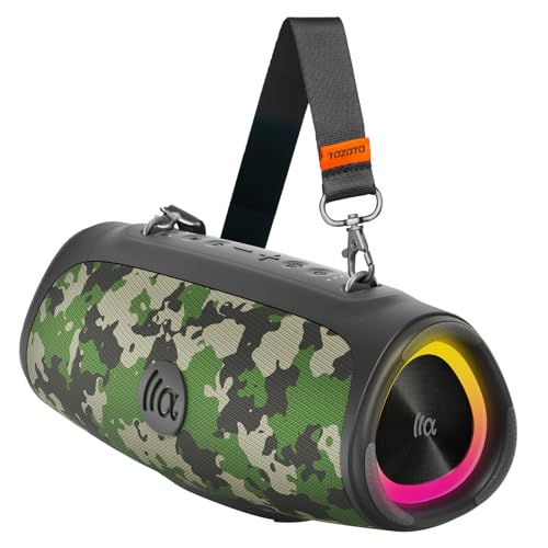 TAZATA Portable Loud Bluetooth Speaker, 90W (Peak) Large Subwoofer Speakers Wireless Bluetooth 5.3 with Powerbank USB Charge Out,Rugged Outdoor for Party,Beach,Golf,Pool,Shower,Valentines Day Gifts - color: CAMO