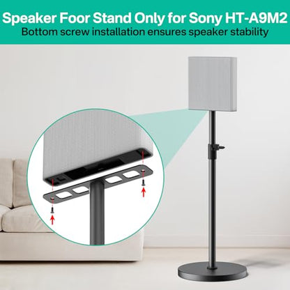 Pair Heavy-Duty Floor Speaker Stands for Sony Bravia Theatre Quad HT-A9M2 Speaker Stands - Height Adjustable Surround Sound Speaker Stand for Sony HT-A9M2 Stands with Cable Management (Stand Only)